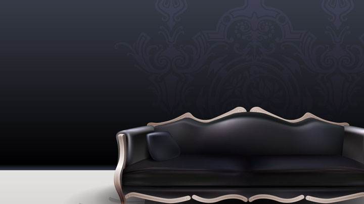 Digital Interior – Black Sofa With Black Background